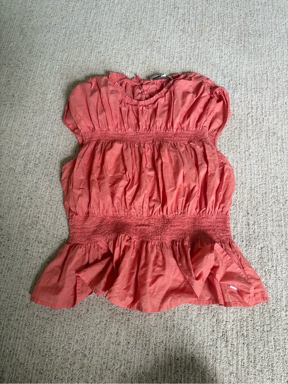 Joe's Jeans Coral Smocked Peplum Puff Sleeve Top